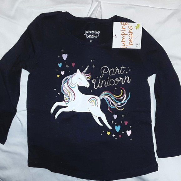 Jumping Beans "Part Unicorn" Black Graphic Tee - Picture 1 of 2